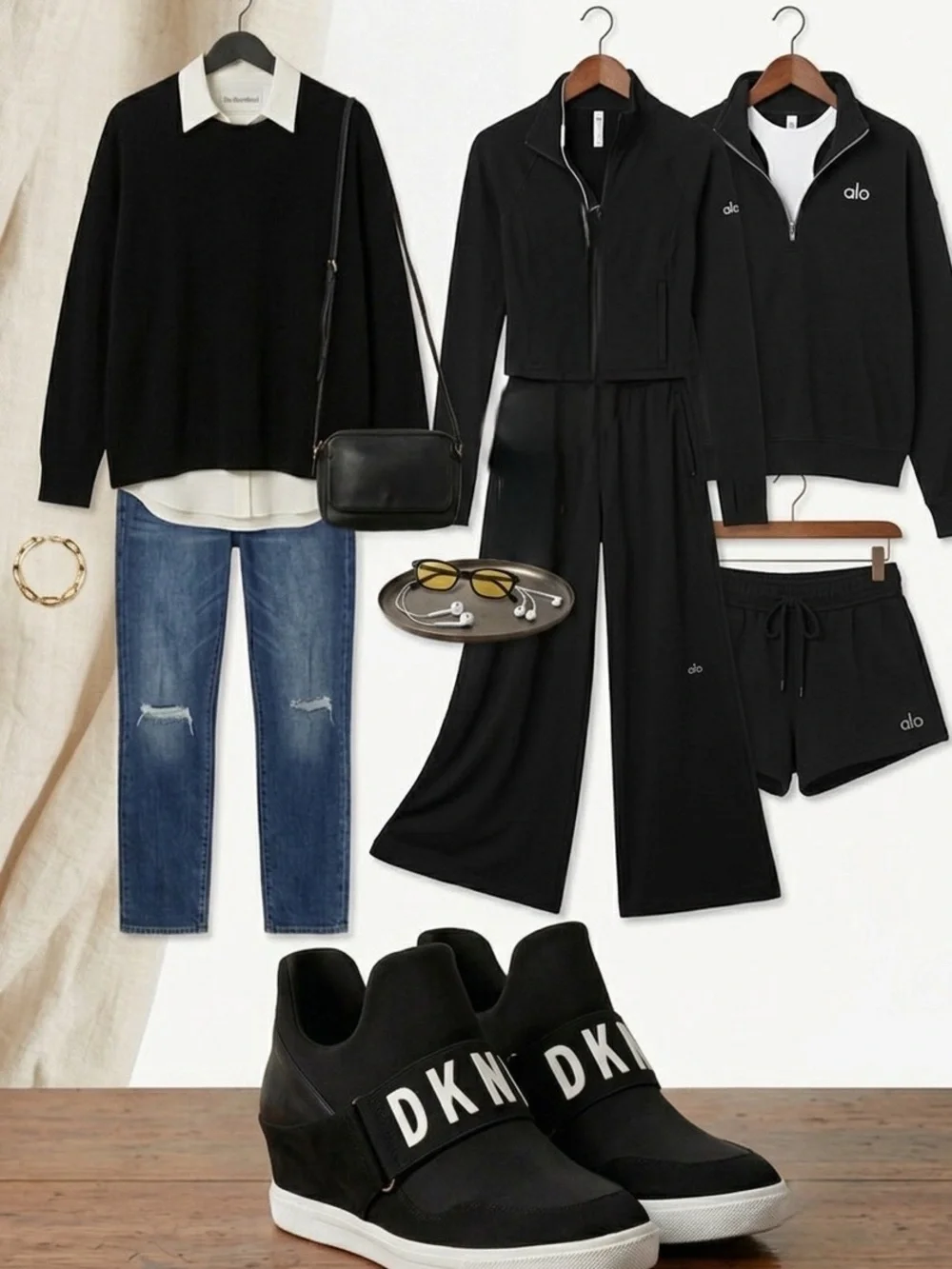 DKNY Black Cosmos Wedge Sneakers Size 8M